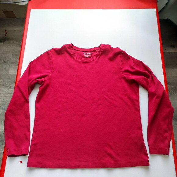 L.L.Bean long sleeve top women's size M burgundy cotton - Picture 1 of 9